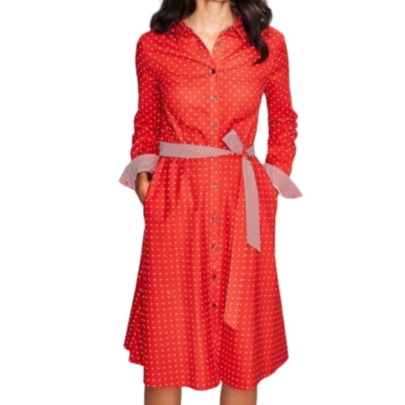 Boden Dresses & Skirts - Boden Posey Red Polka Dot Shirt Dress